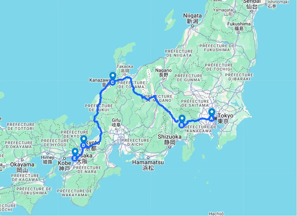 Carte circuit : Japon