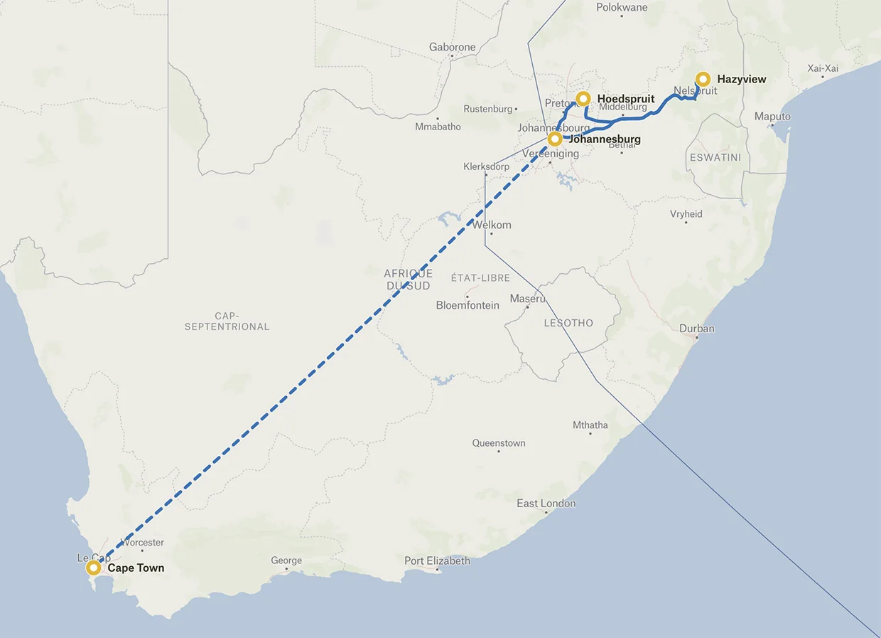 Carte circuit : Afrique du Sud